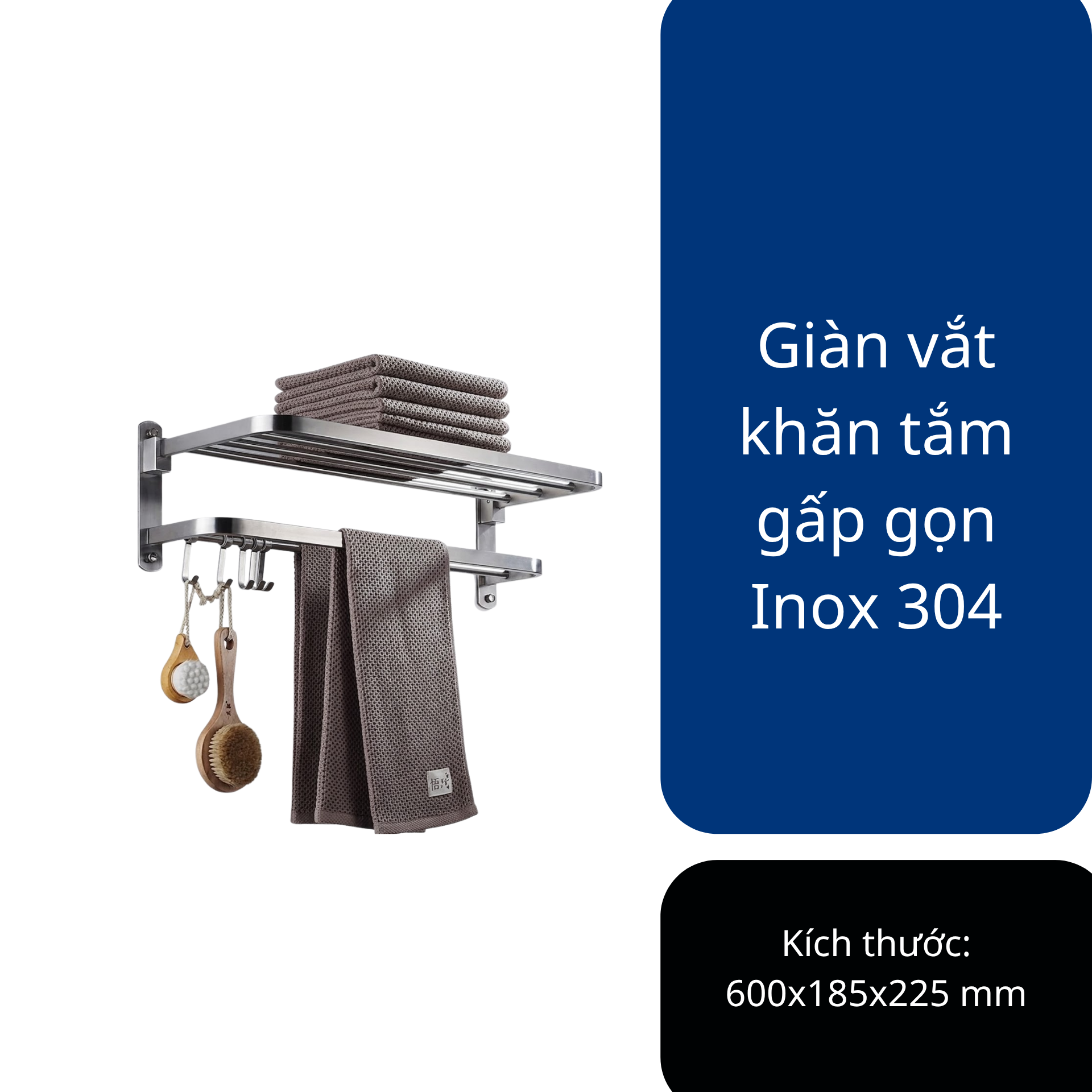 Giàn vắt khăn tắm gấp gọn Inox 304